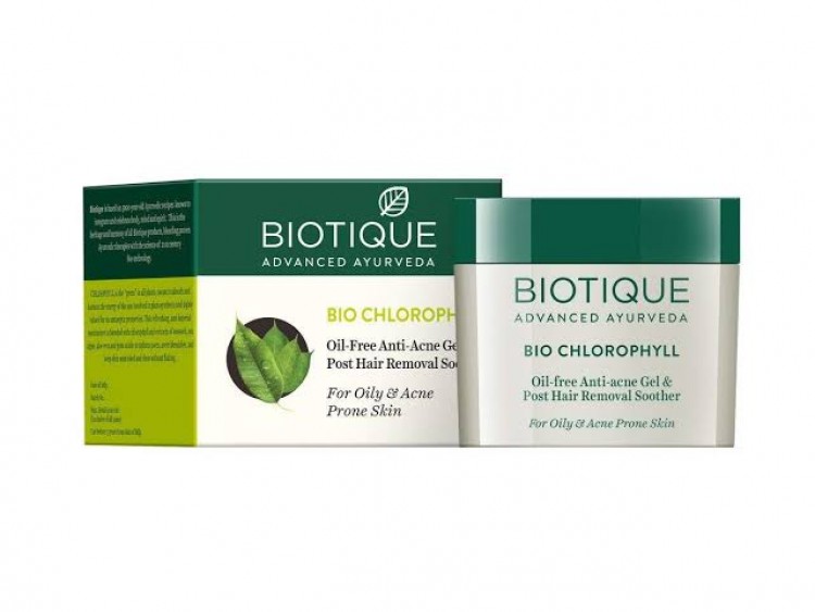 Biotique Advanced Ayurveda Bio Chlorophyll Oil Free Anti-Acne Gel & Post  Hair Removal Soother, 50gm
